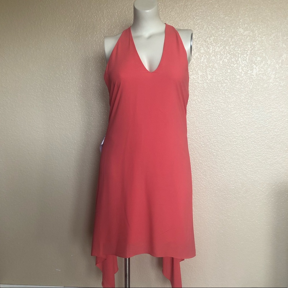 New BCBGMaxAzria Haylee Asymmetrical Halter Tank Dress L